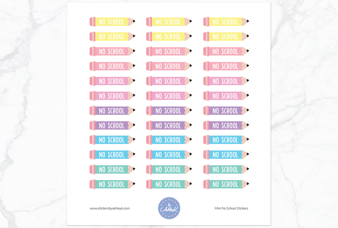 Mini No School Stickers - Pastel