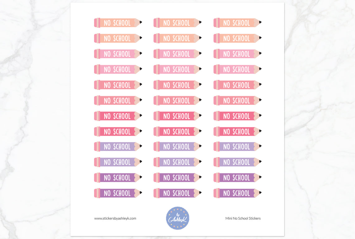 Mini No School Stickers - Raspberry