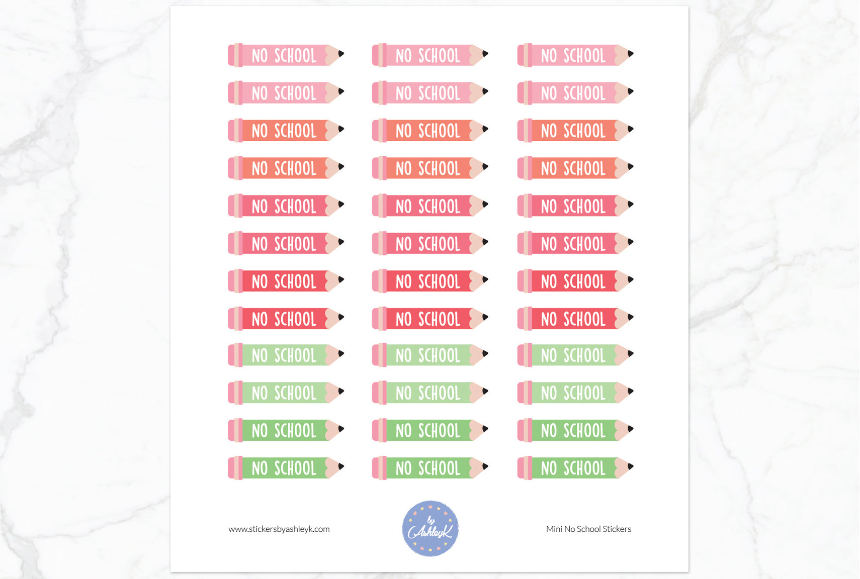 Mini No School Stickers - Strawberry
