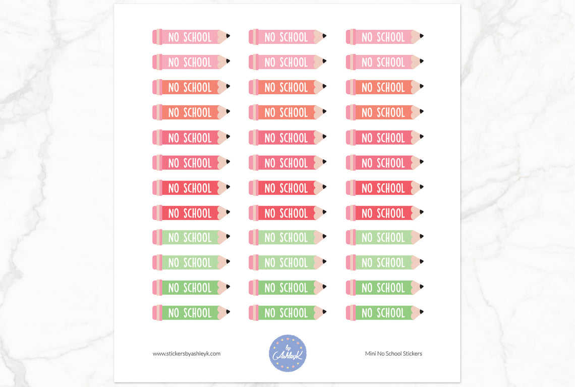 Mini No School Stickers - Strawberry