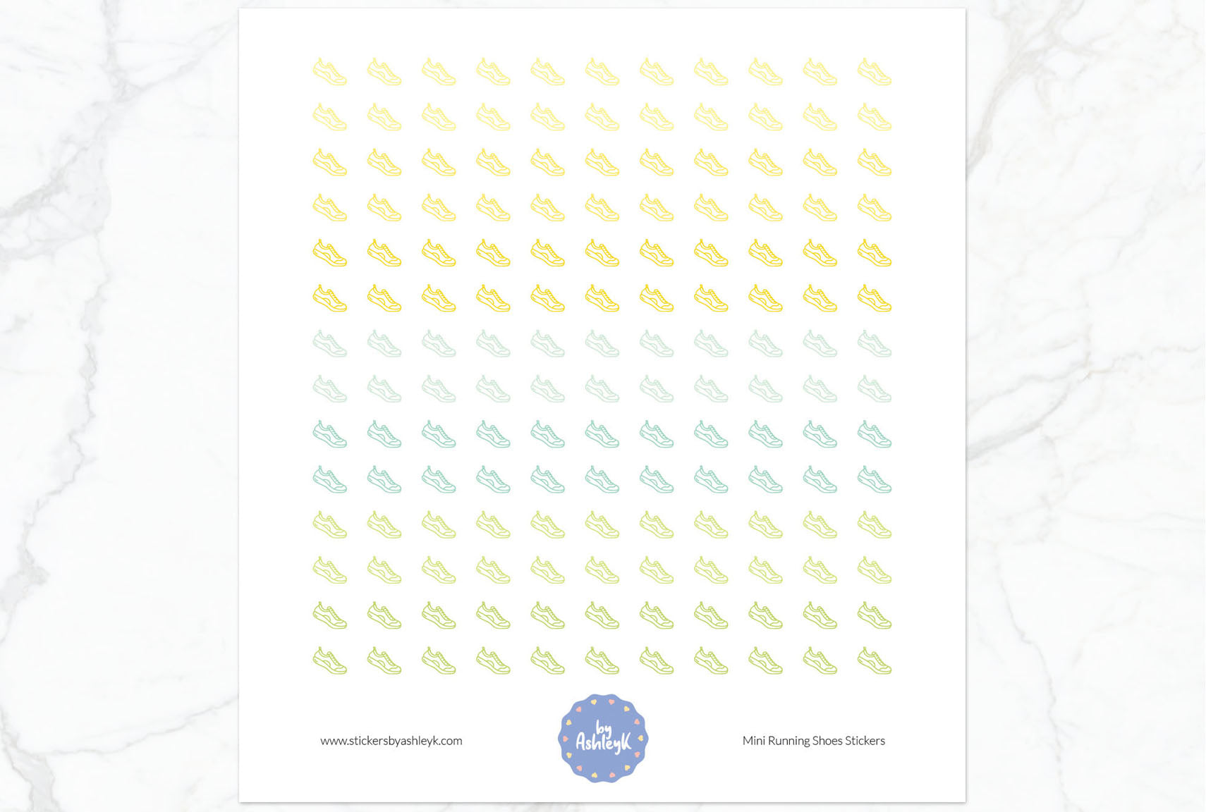 Mini Running Shoes Planner Stickers - Lemon&Lime