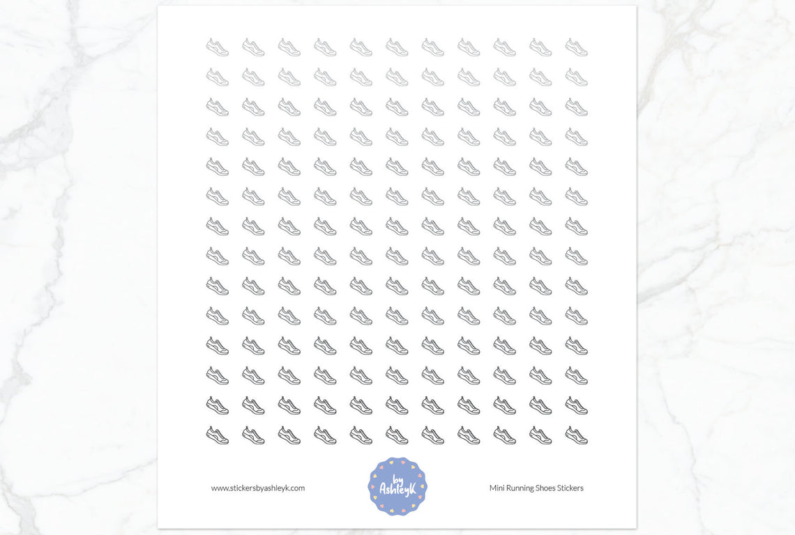 Mini Running Shoes Planner Stickers - Monochrome