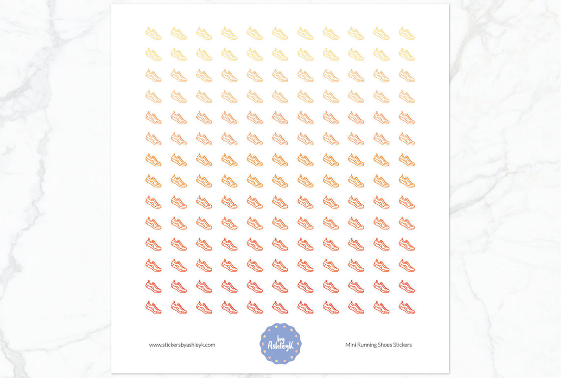 Mini Running Shoes Planner Stickers - Orange