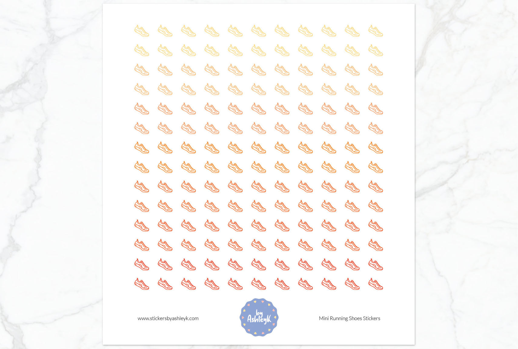 Mini Running Shoes Planner Stickers - Orange