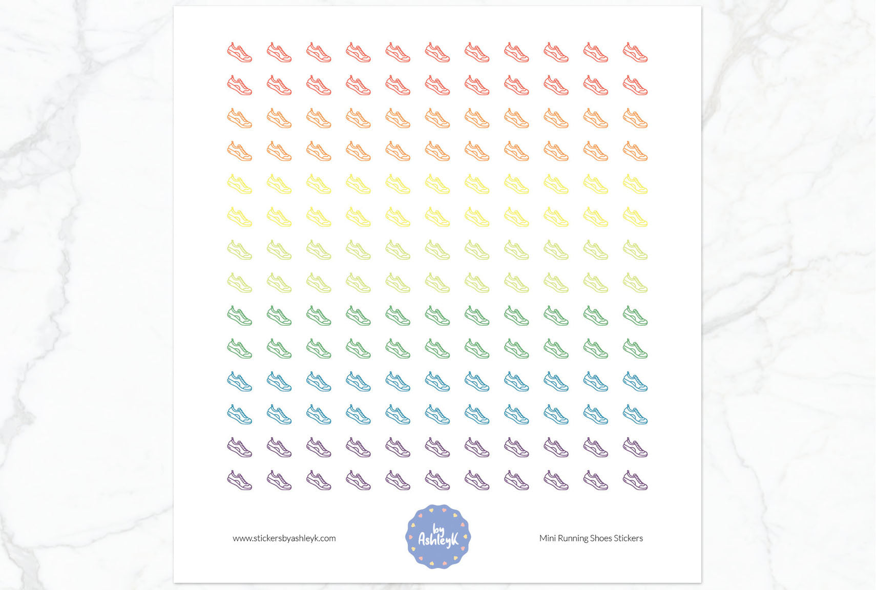Mini Running Shoes Planner Stickers - Pastel Rainbow