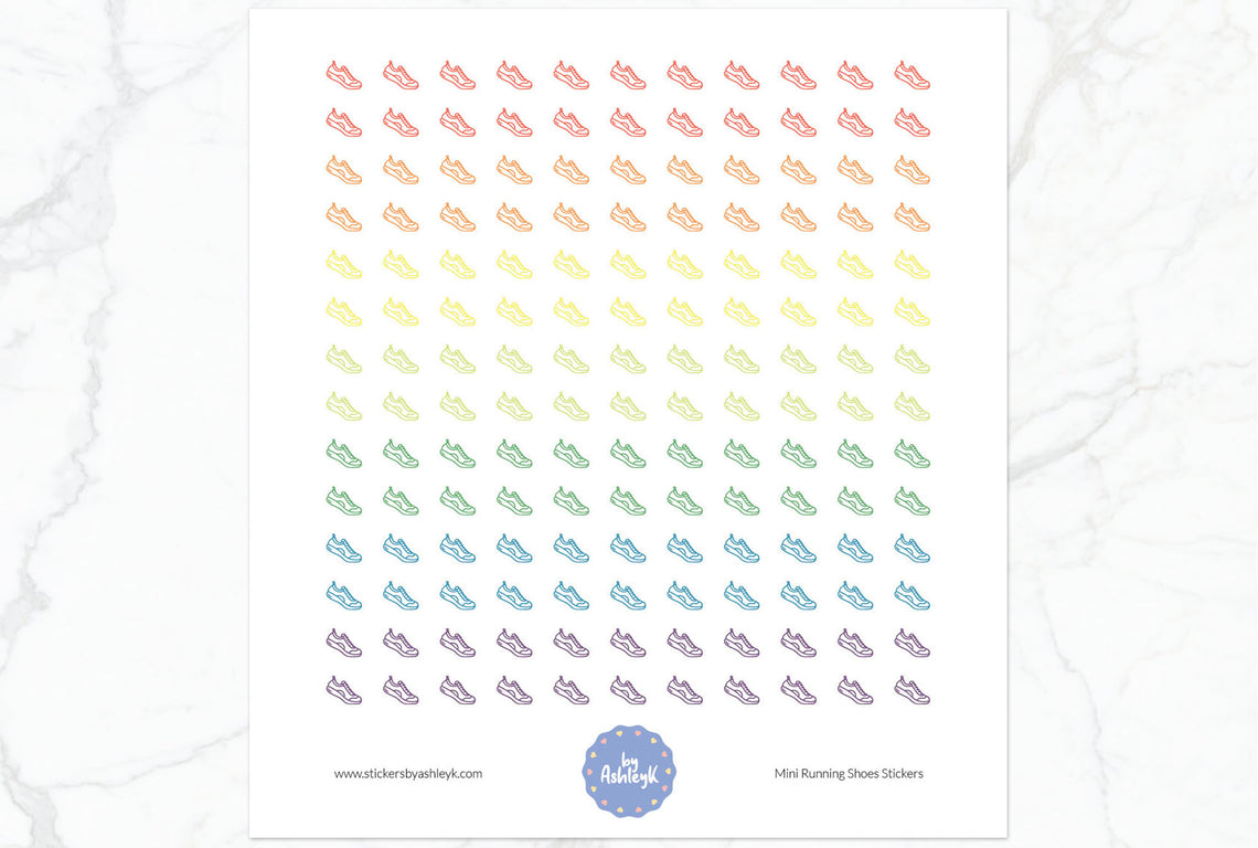 Mini Running Shoes Planner Stickers - Pastel Rainbow