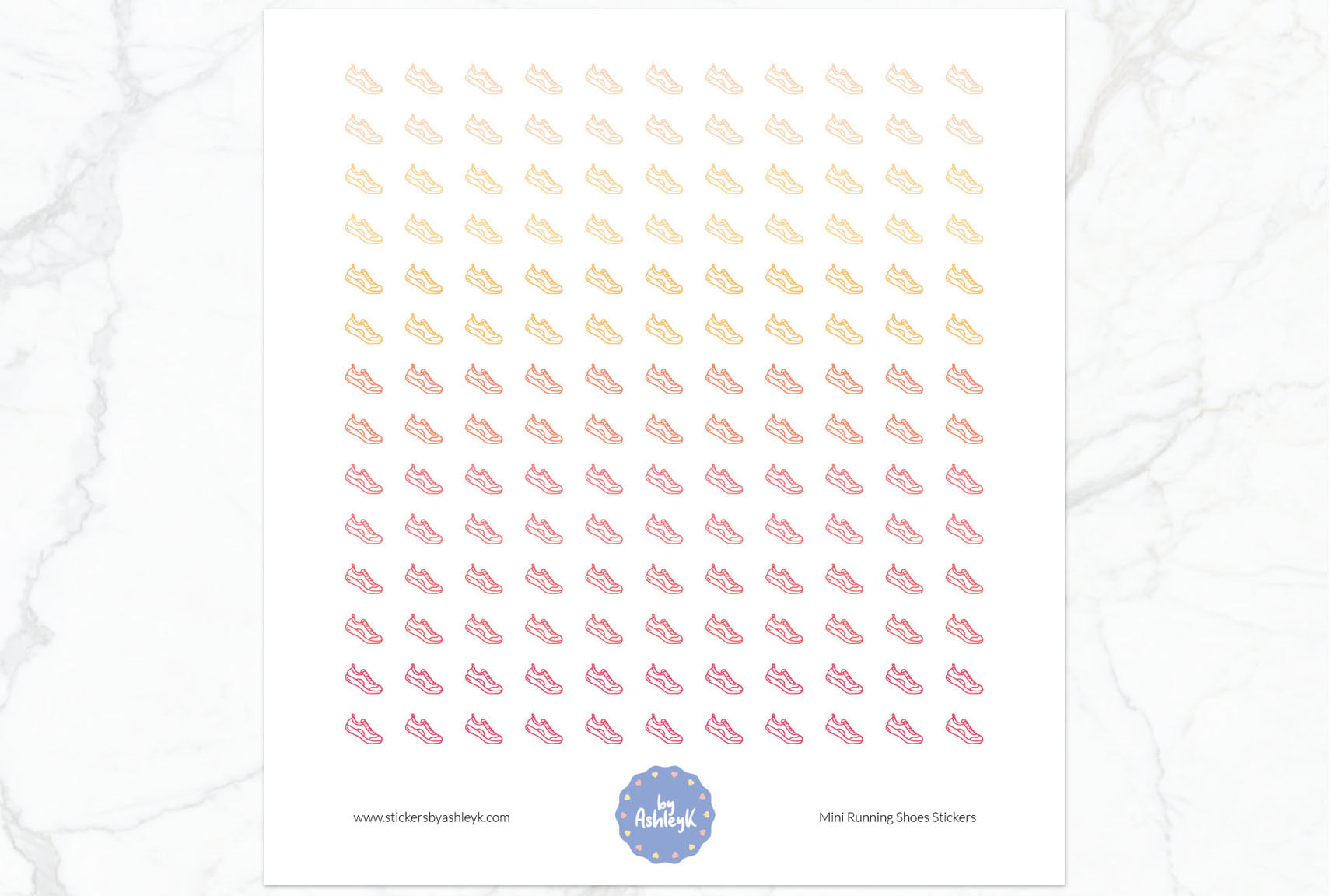 Mini Running Shoes Planner Stickers - Peach