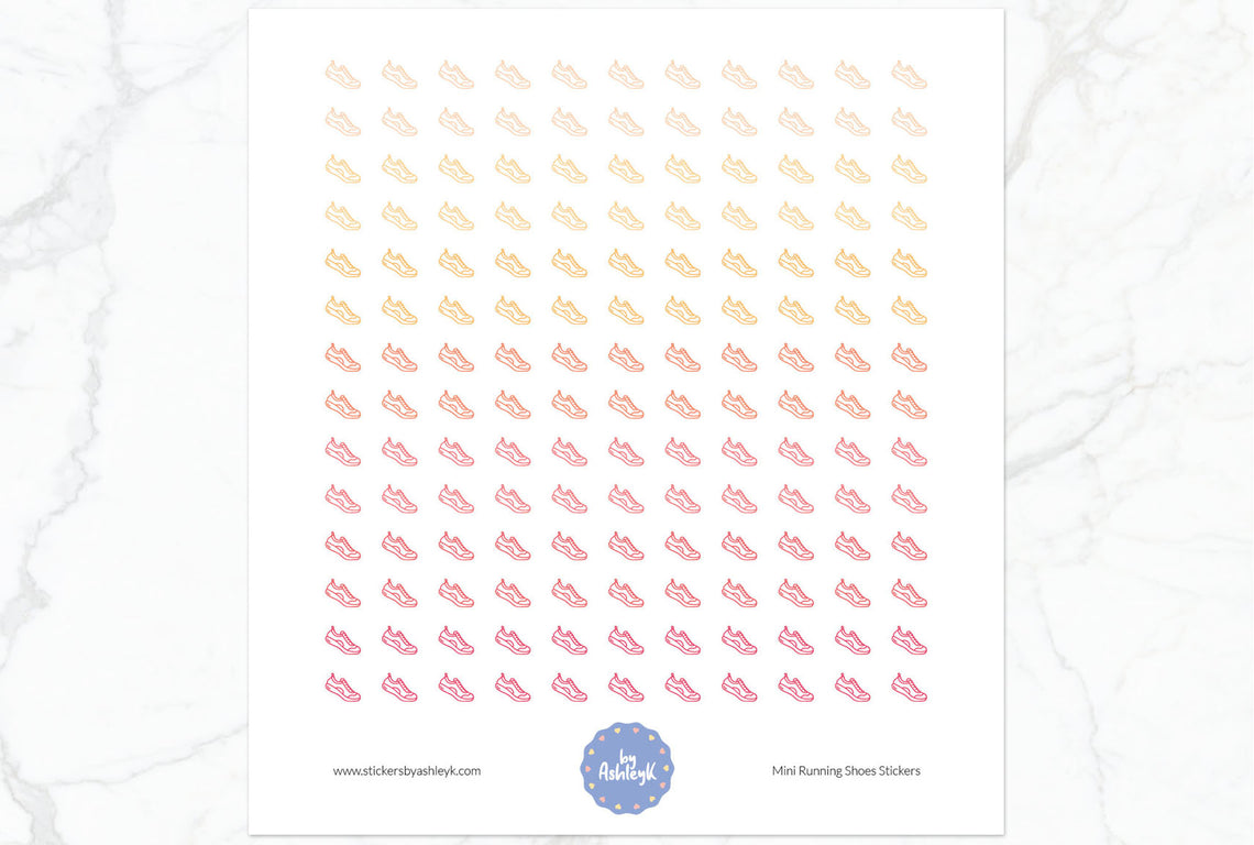 Mini Running Shoes Planner Stickers - Peach