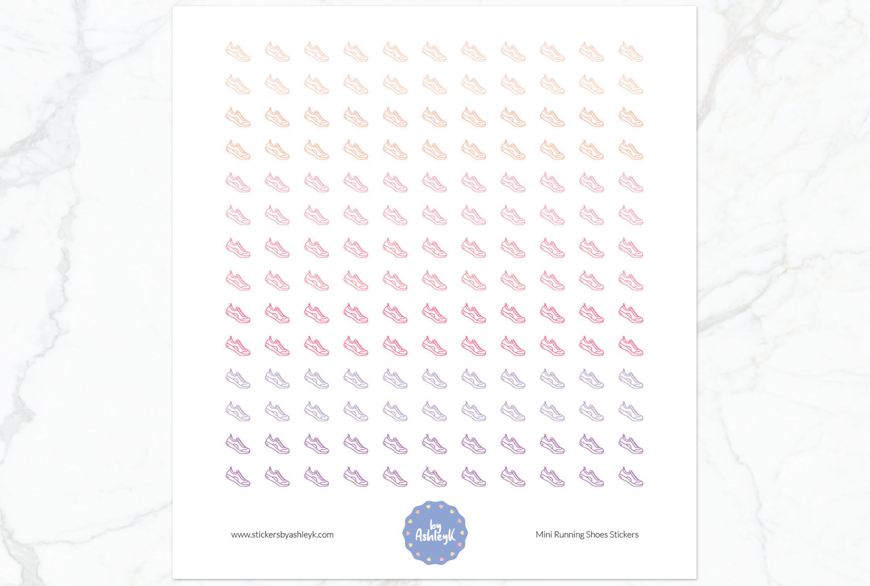 Mini Running Shoes Planner Stickers - Raspberry