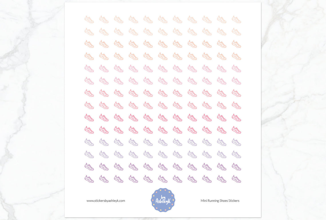 Mini Running Shoes Planner Stickers - Raspberry