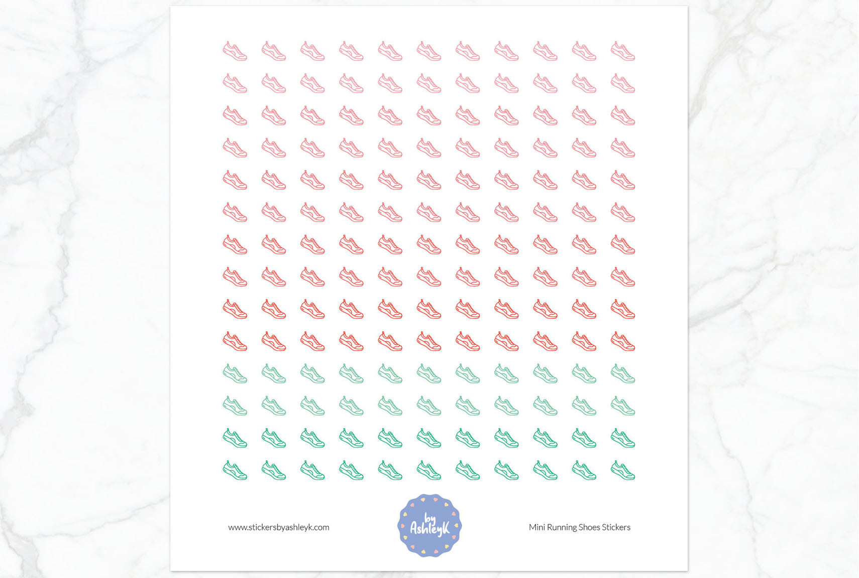 Mini Running Shoes Planner Stickers - Watermelon