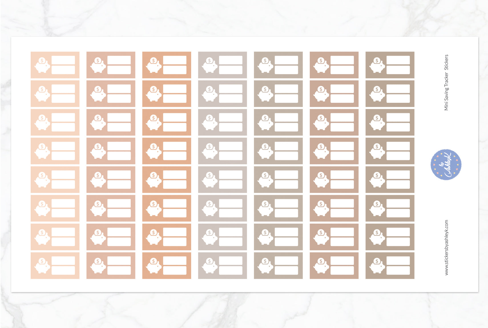 Mini Saving Tracker Stickers - Beige Neutral