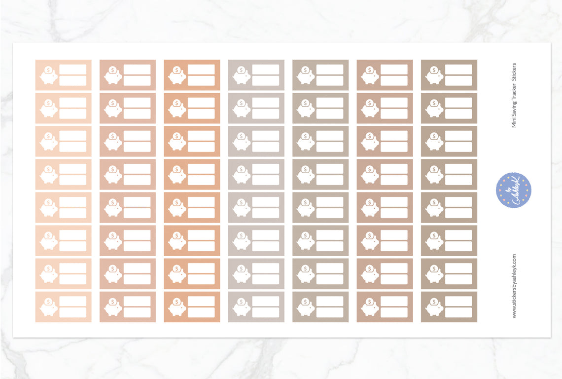 Mini Saving Tracker Stickers - Beige Neutral