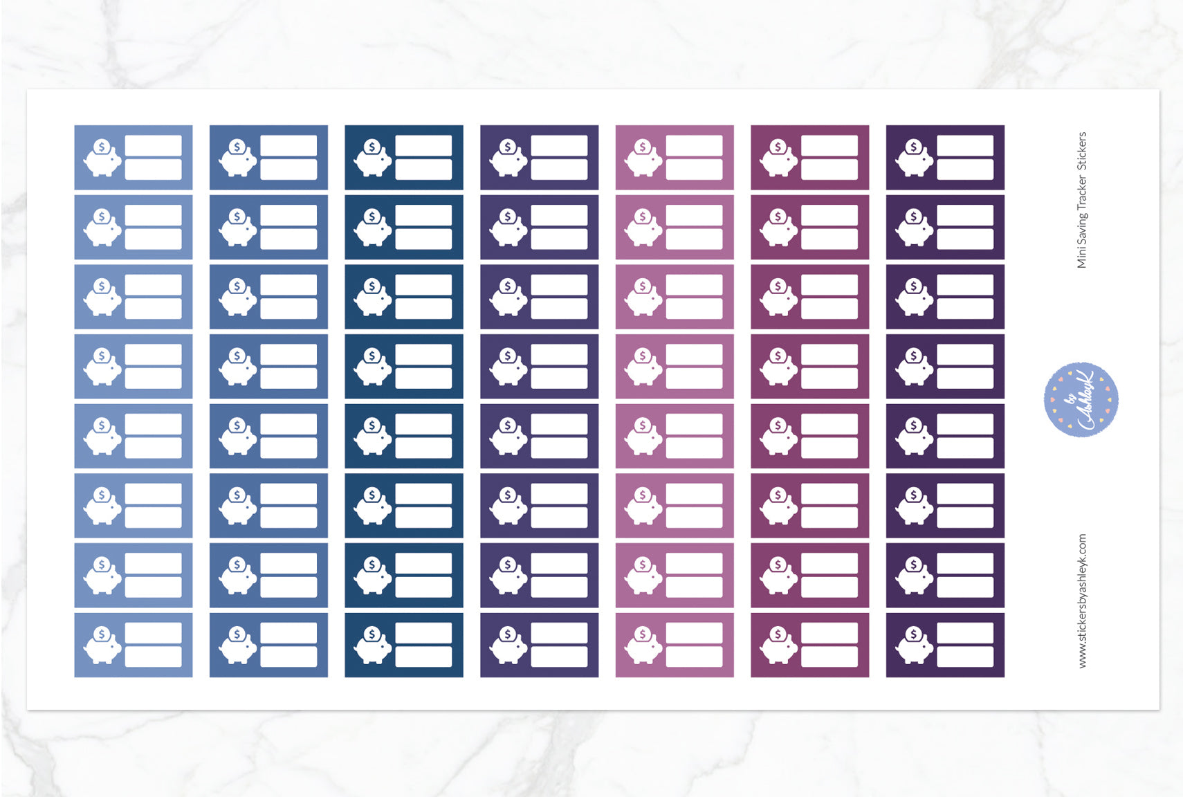 Mini Saving Tracker Stickers - Blueberry