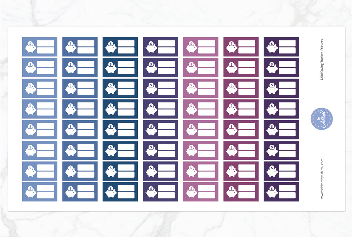Mini Saving Tracker Stickers - Blueberry