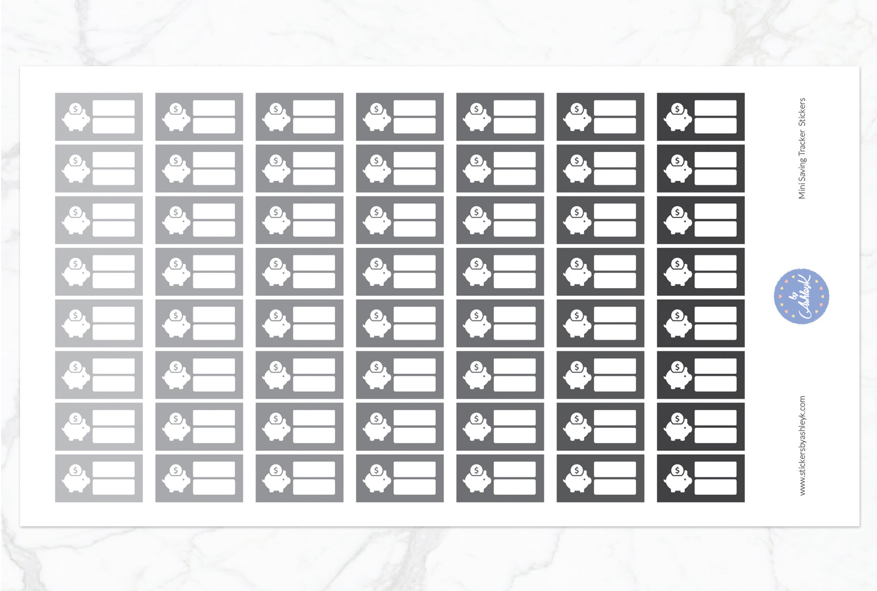 Mini Saving Tracker Stickers - Monochrome