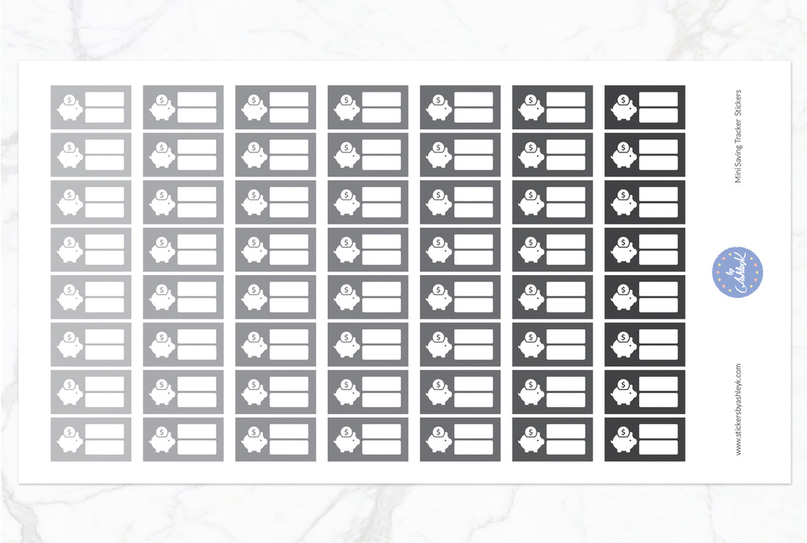 Mini Saving Tracker Stickers - Monochrome