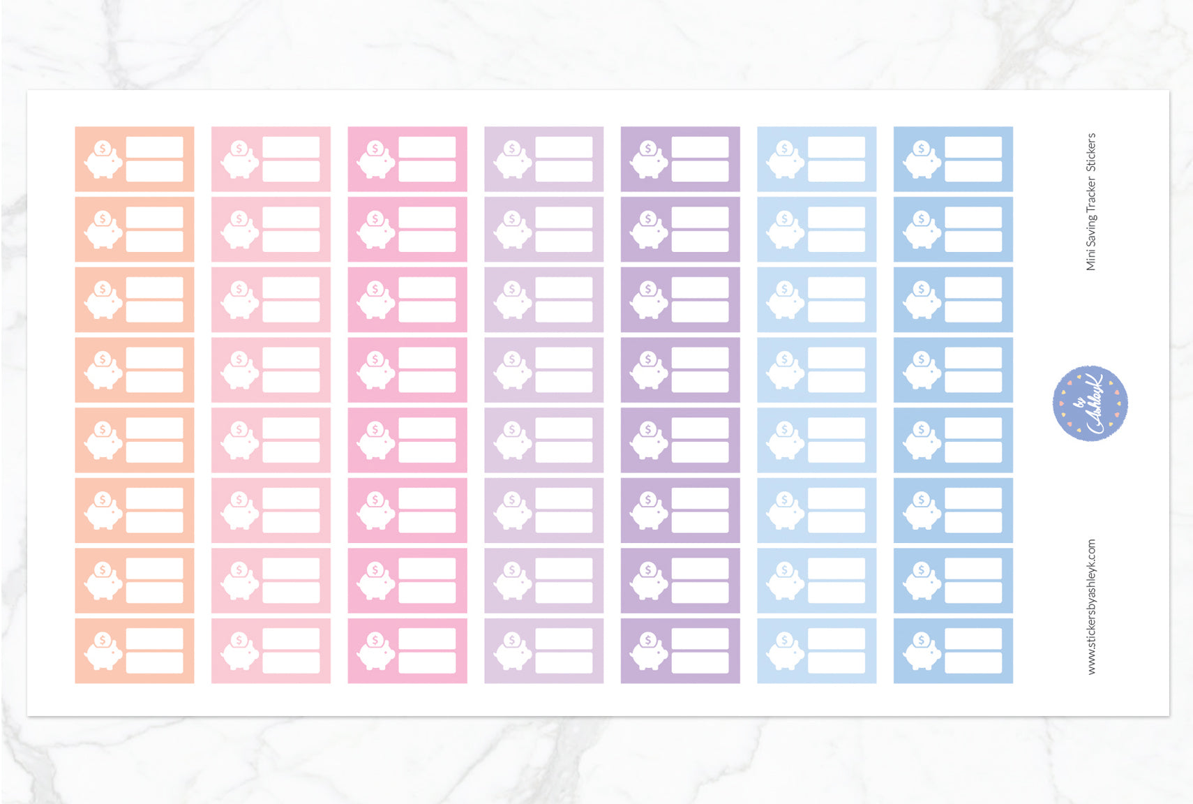 Mini Saving Tracker Stickers - Pastel Sunset