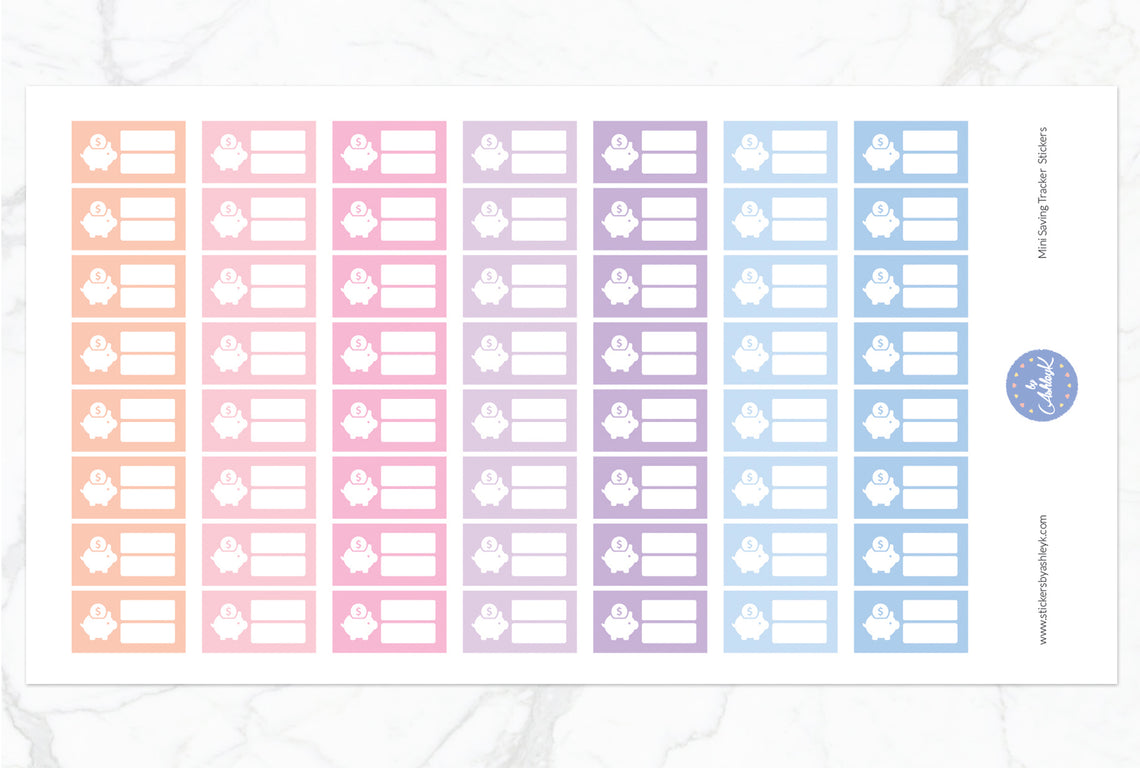 Mini Saving Tracker Stickers - Pastel Sunset