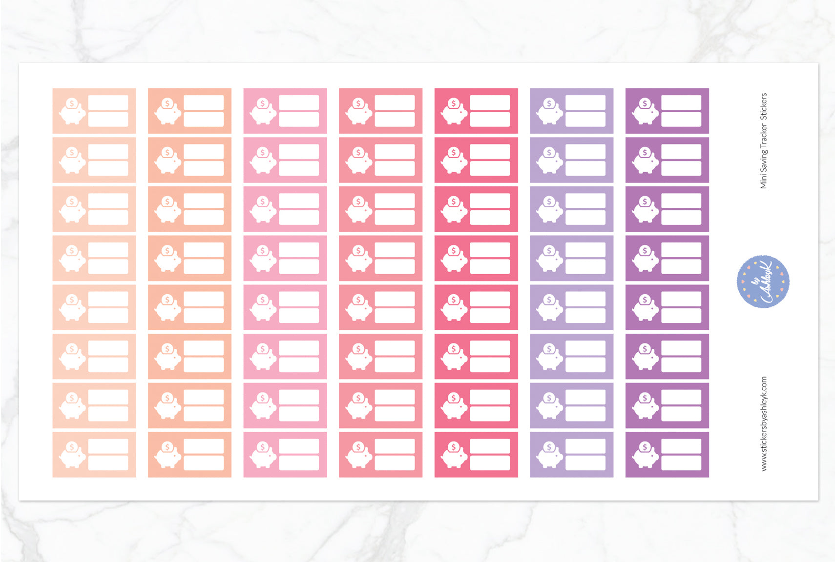 Mini Saving Tracker Stickers - Raspberry