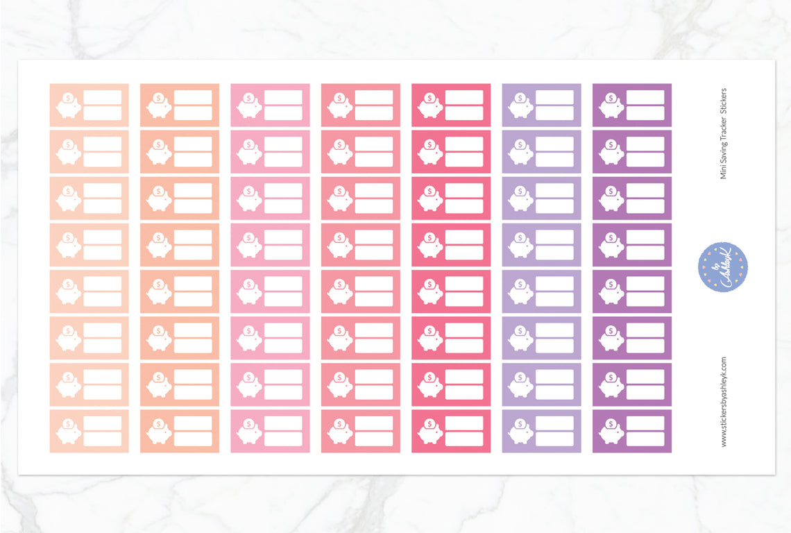 Mini Saving Tracker Stickers - Raspberry
