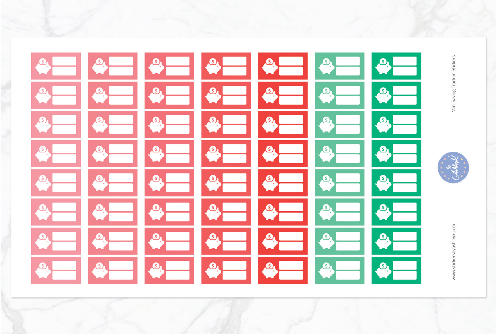 Mini Saving Tracker Stickers - Watermelon