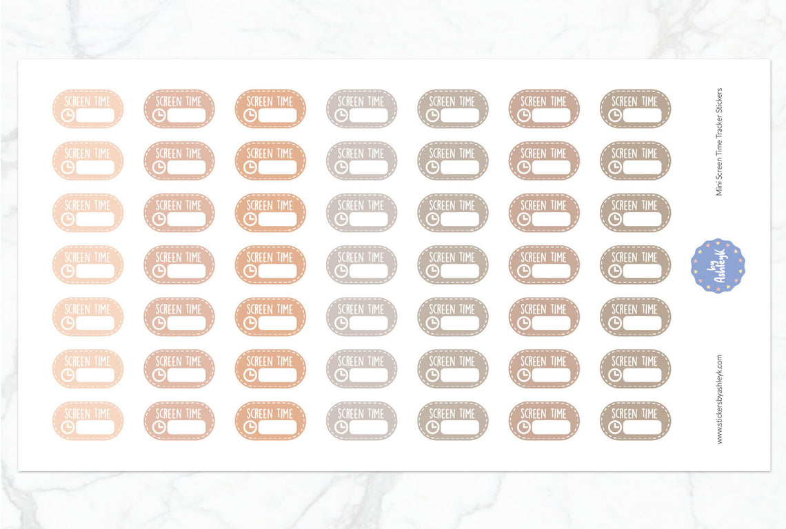 Mini Screen Time Tracker Planner Stickers - Beige Neutral