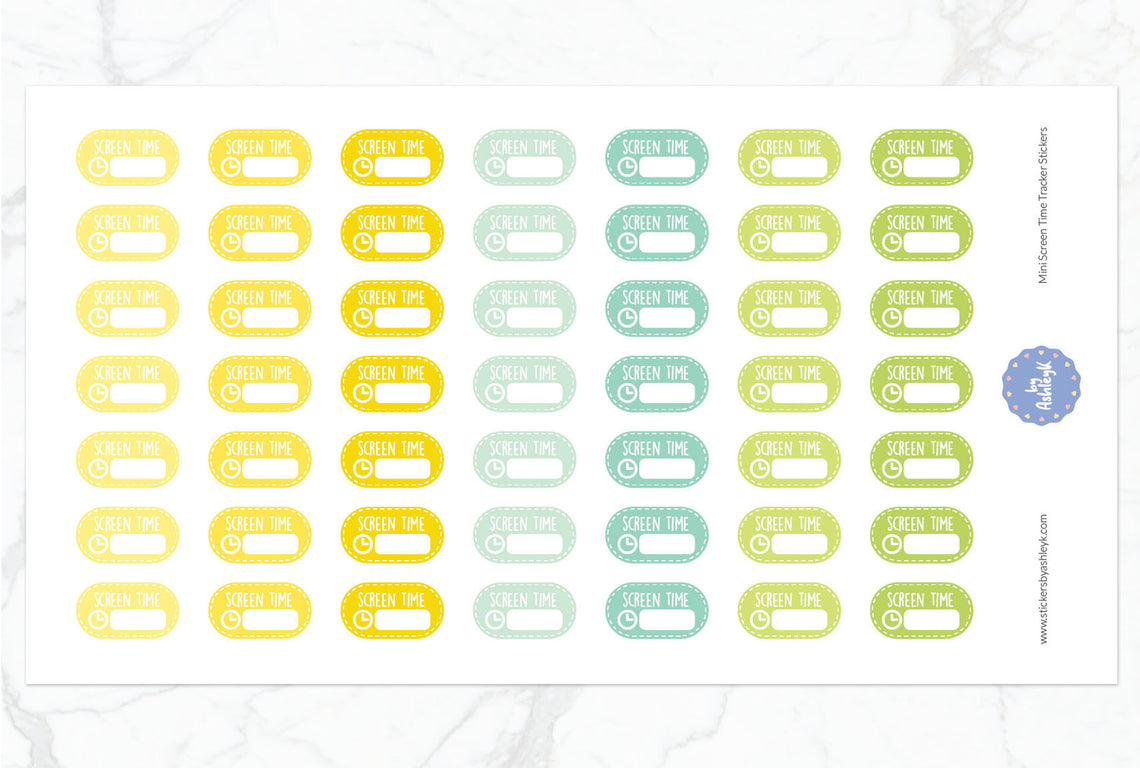 Mini Screen Time Tracker Planner Stickers - Lemon&Lime