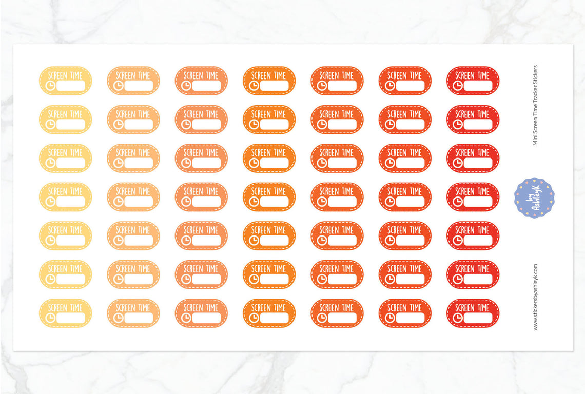 Mini Screen Time Tracker Planner Stickers - Orange