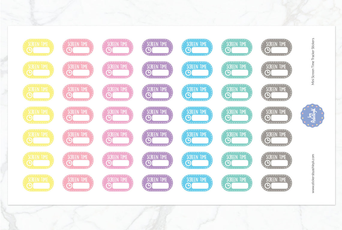 Mini Screen Time Tracker Planner Stickers - Pastel