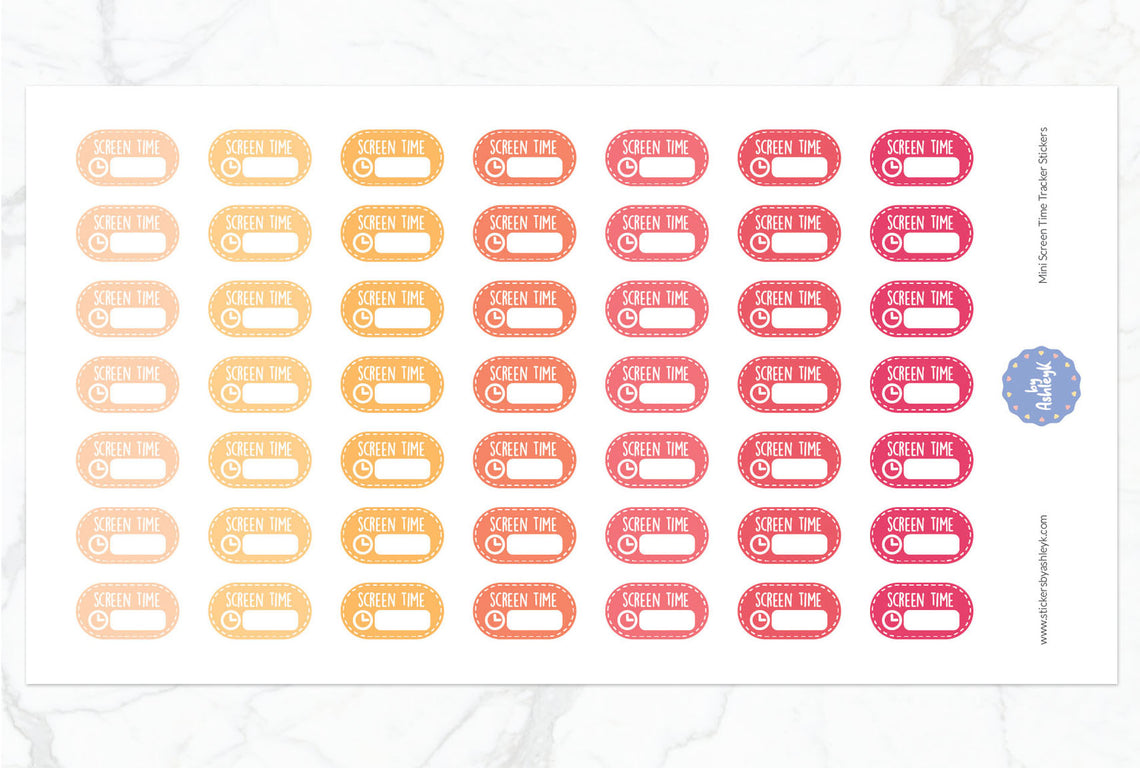 Mini Screen Time Tracker Planner Stickers - Peach