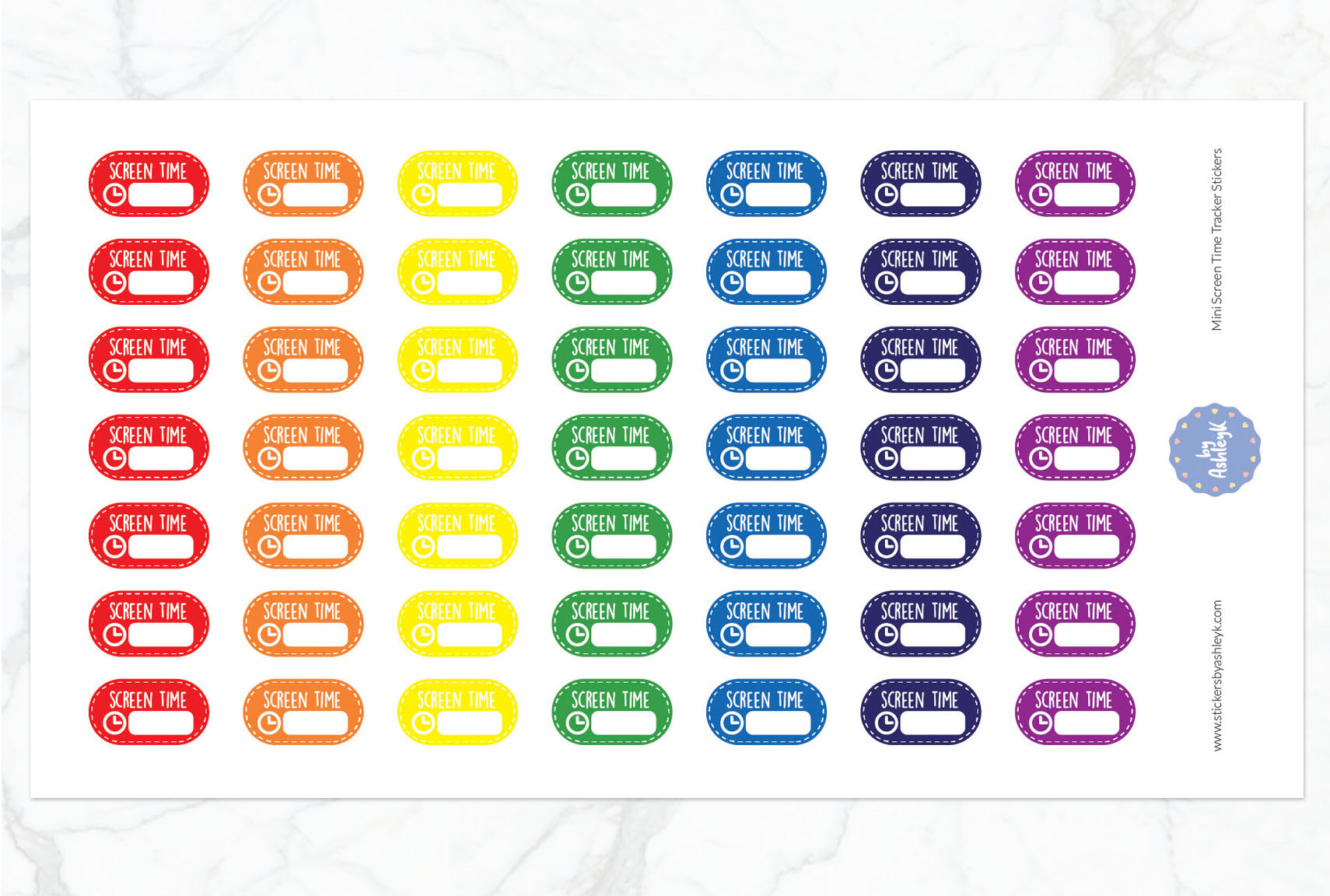 Mini Screen Time Tracker Planner Stickers - Rainbow