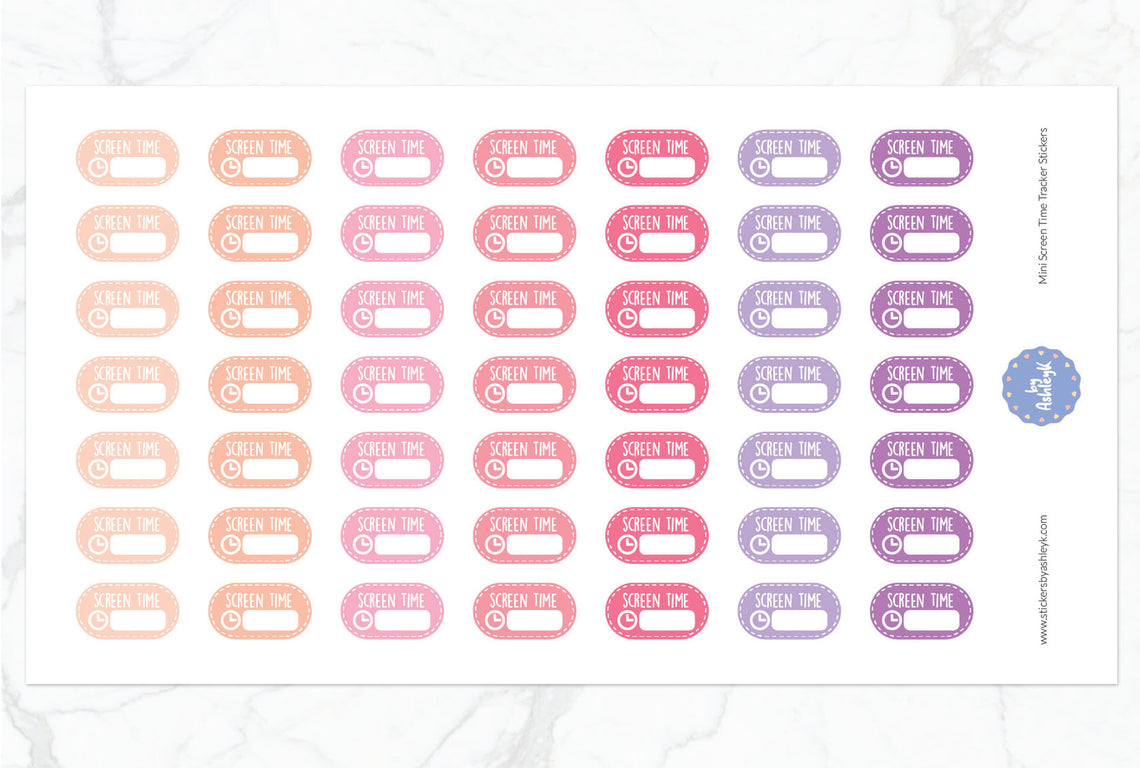 Mini Screen Time Tracker Planner Stickers - Raspberry