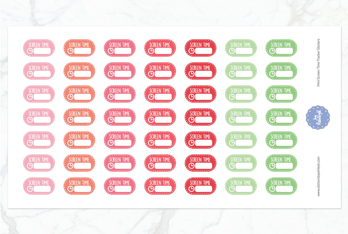 Mini Screen Time Tracker Planner Stickers - Strawberry