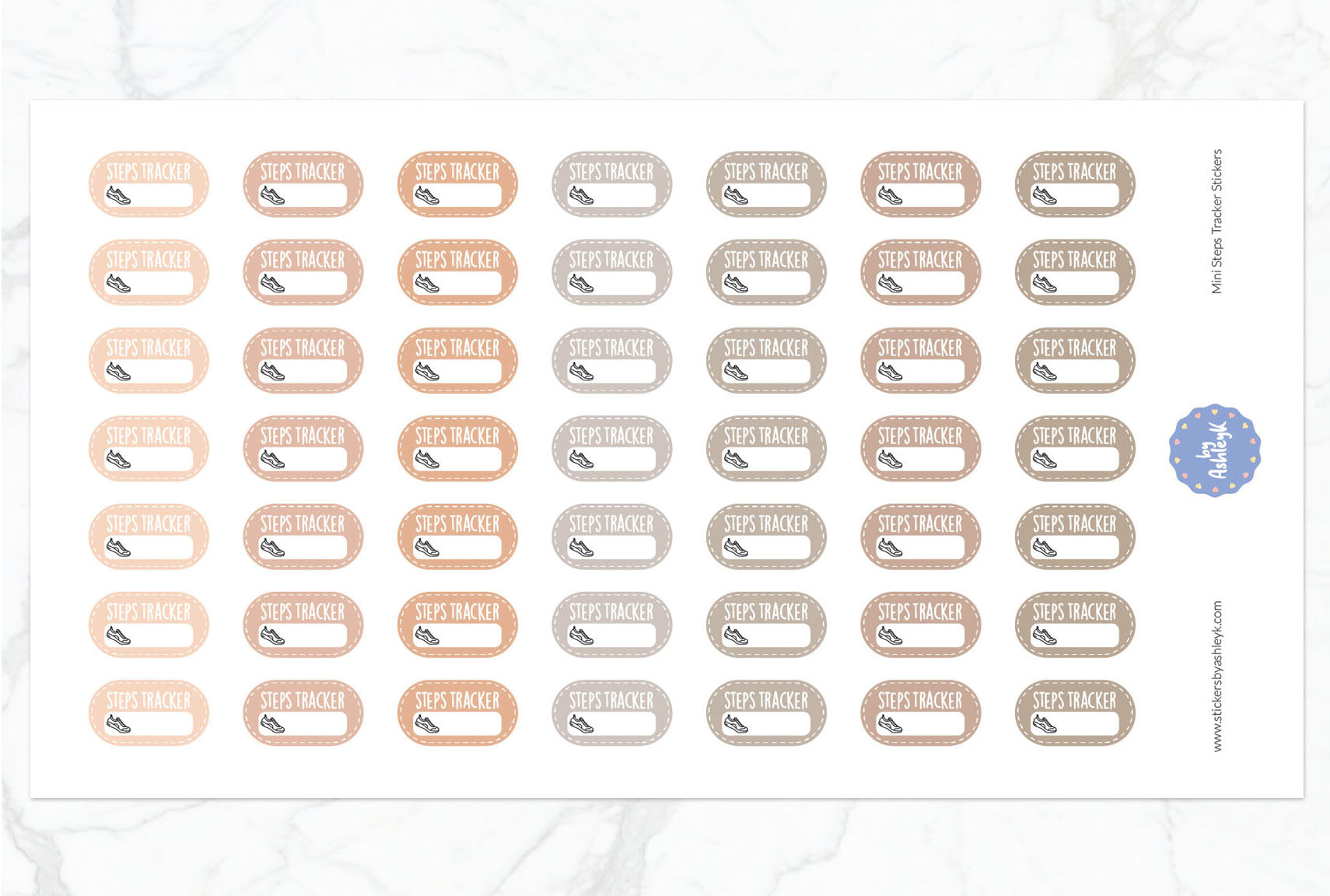 Mini Steps Tracker Planner Stickers - Beige Neutral