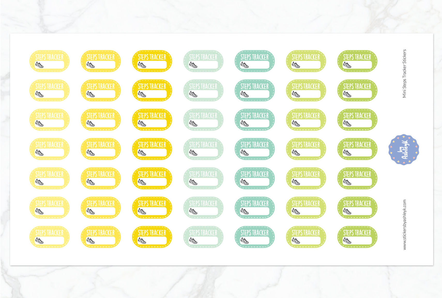 Mini Steps Tracker Planner Stickers - Lemon&Lime