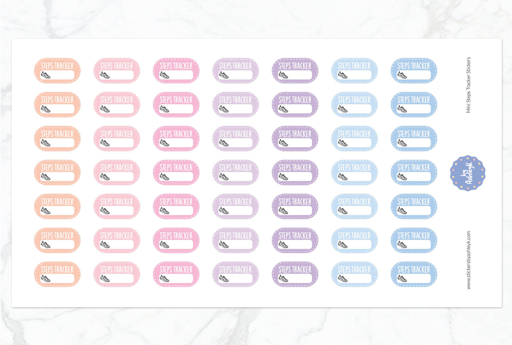 Mini Steps Tracker Planner Stickers - Pastel Sunset