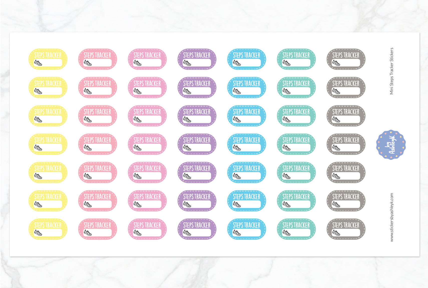 Mini Steps Tracker Planner Stickers - Pastel