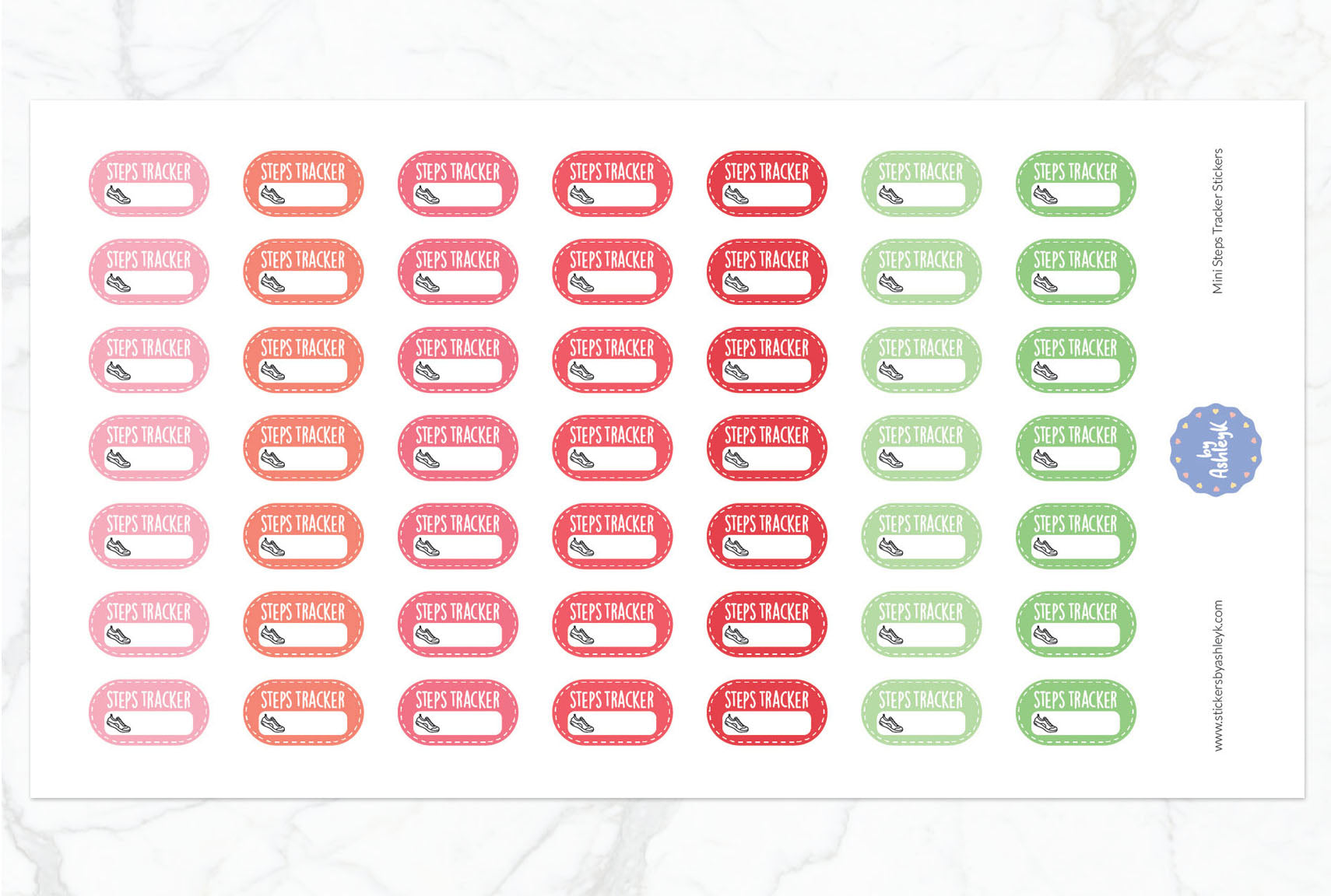 Mini Steps Tracker Planner Stickers - Strawberry