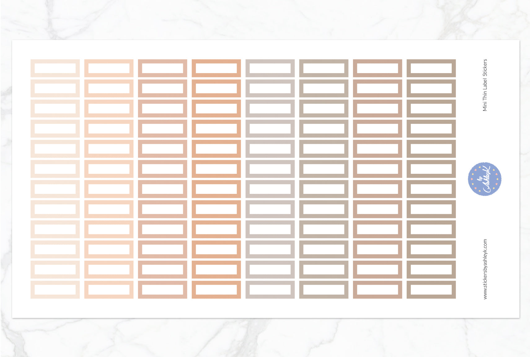 Mini Thin Label Stickers - Beige Neutral