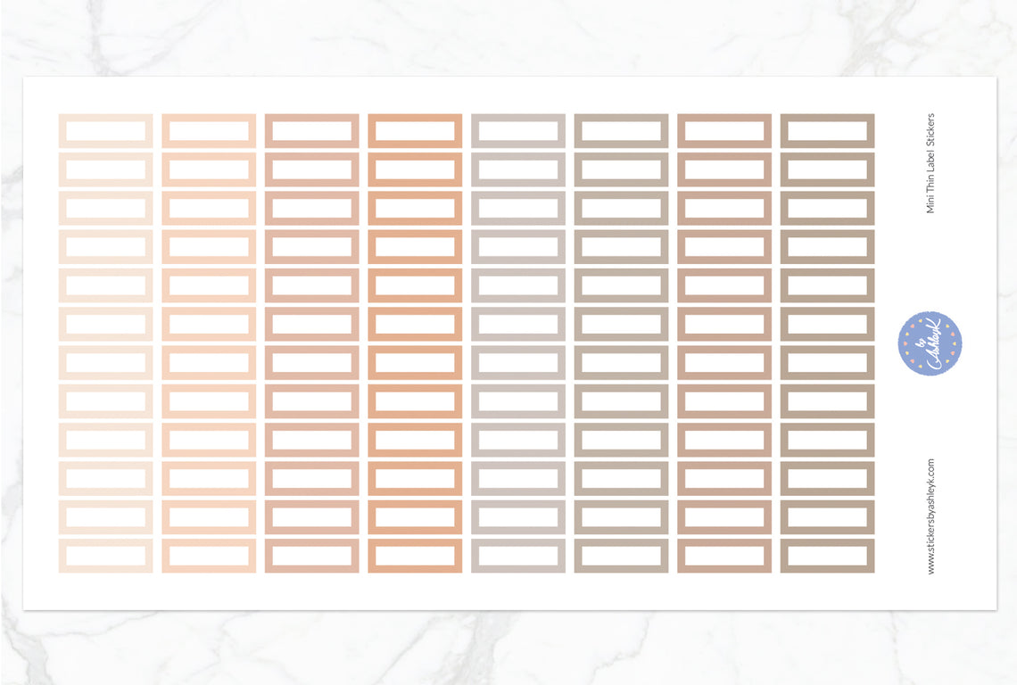 Mini Thin Label Stickers - Beige Neutral