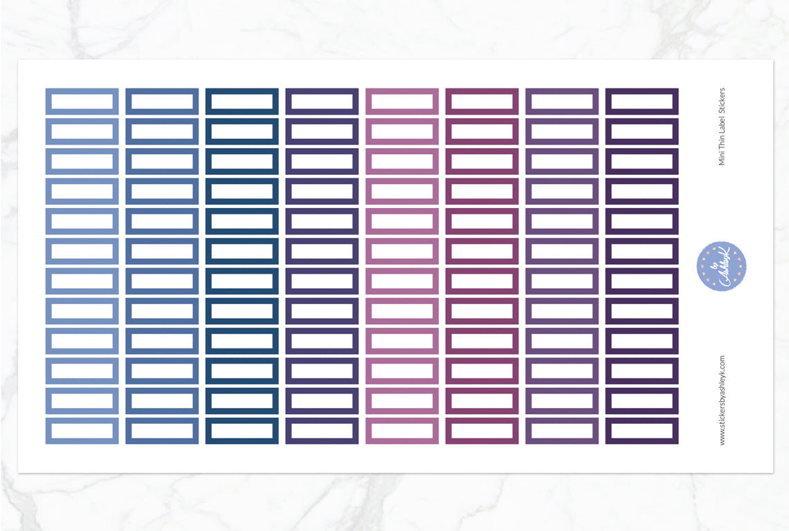 Mini Thin Label Stickers - Blueberry