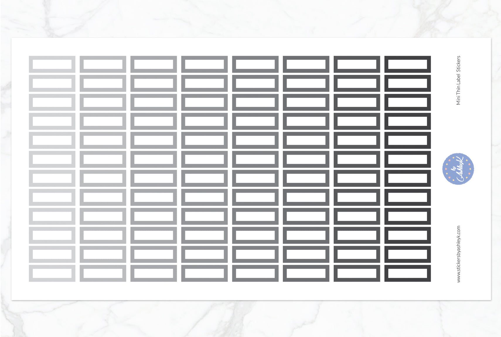 Mini Thin Label Stickers - Monochrome
