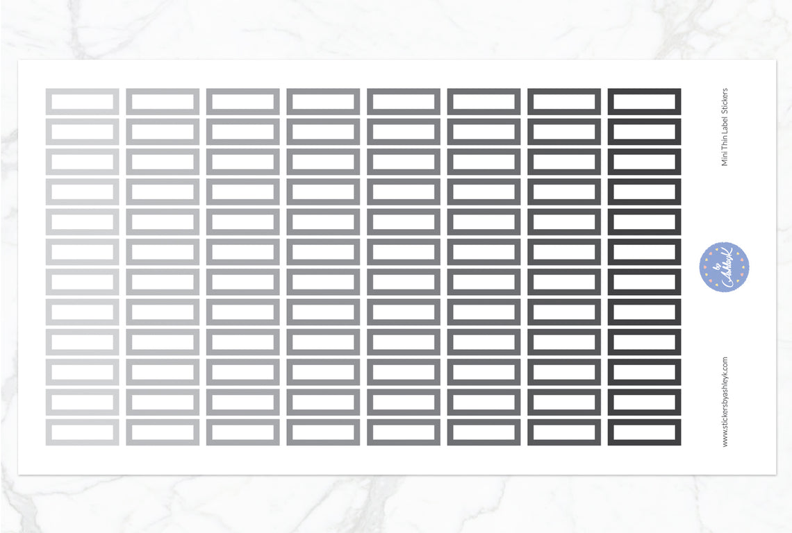 Mini Thin Label Stickers - Monochrome