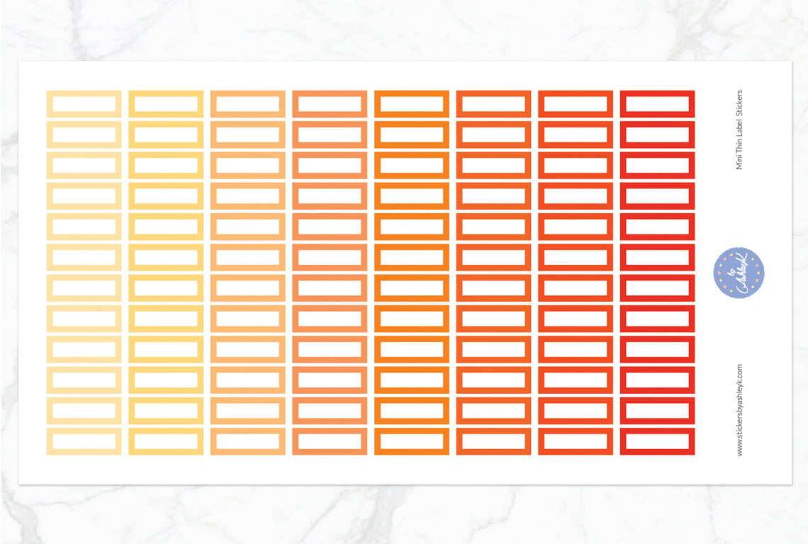 Mini Thin Label Stickers - Orange