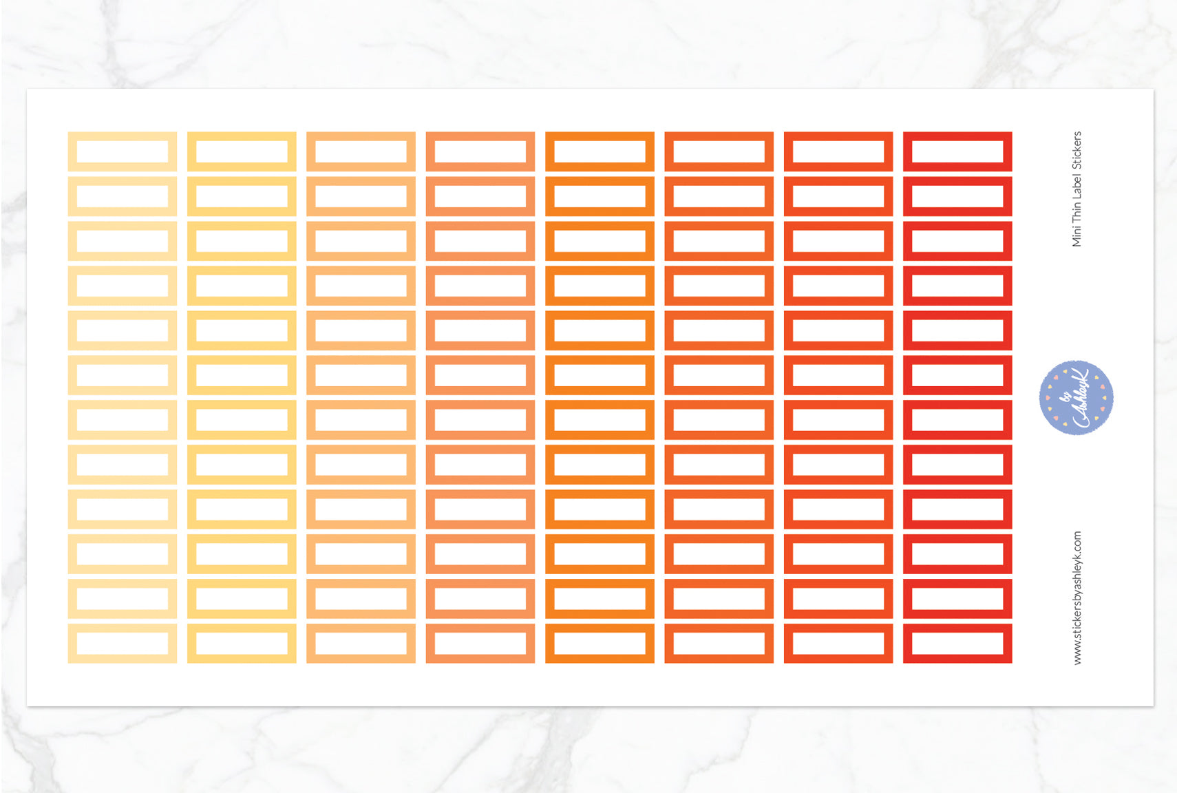 Mini Thin Label Stickers - Orange