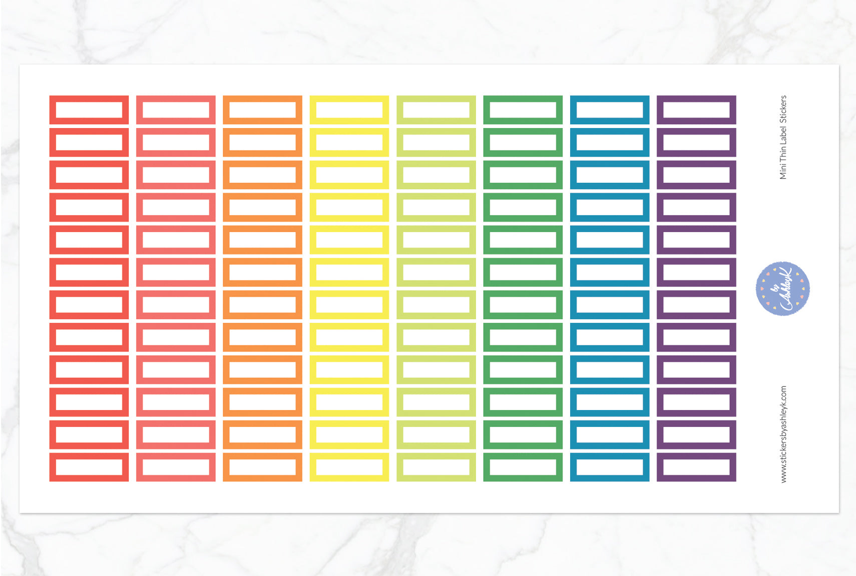 Mini Thin Label Stickers - Pastel Rainbow