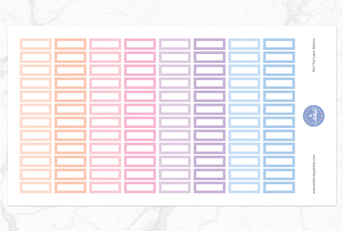 Mini Thin Label Stickers - Pastel Sunset