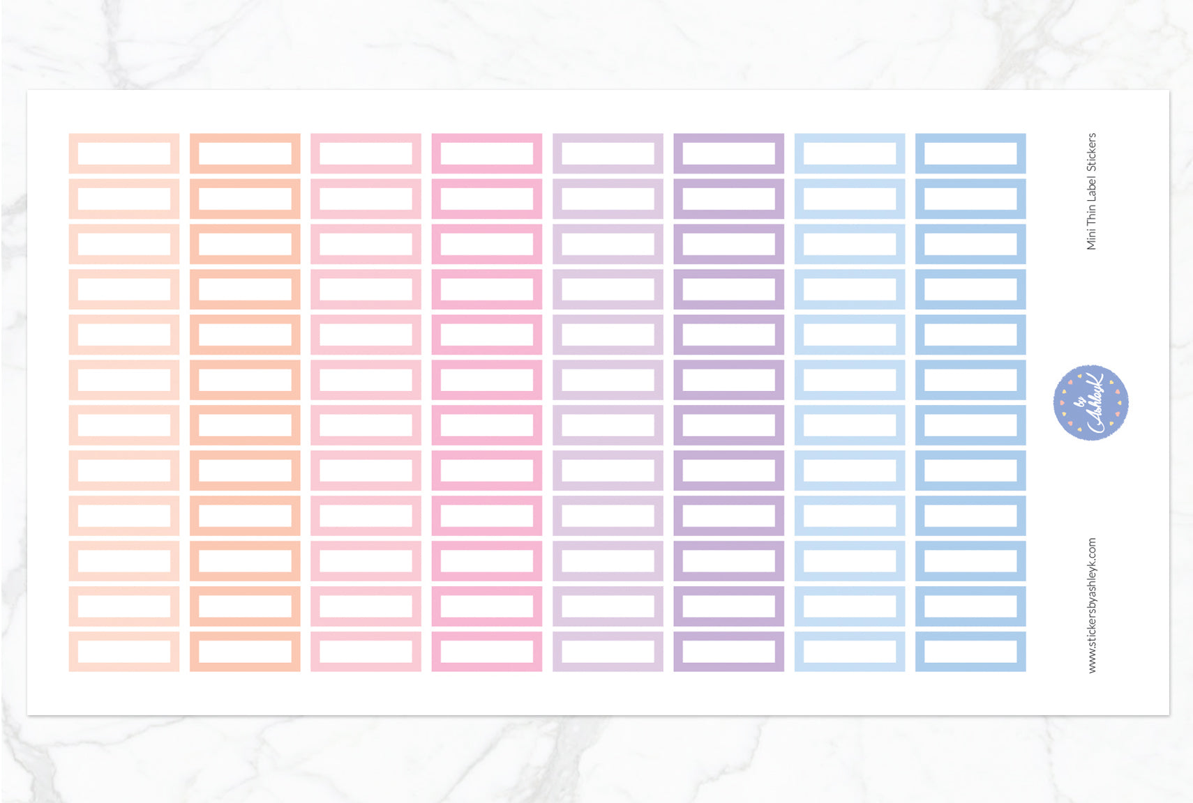 Mini Thin Label Stickers - Pastel Sunset
