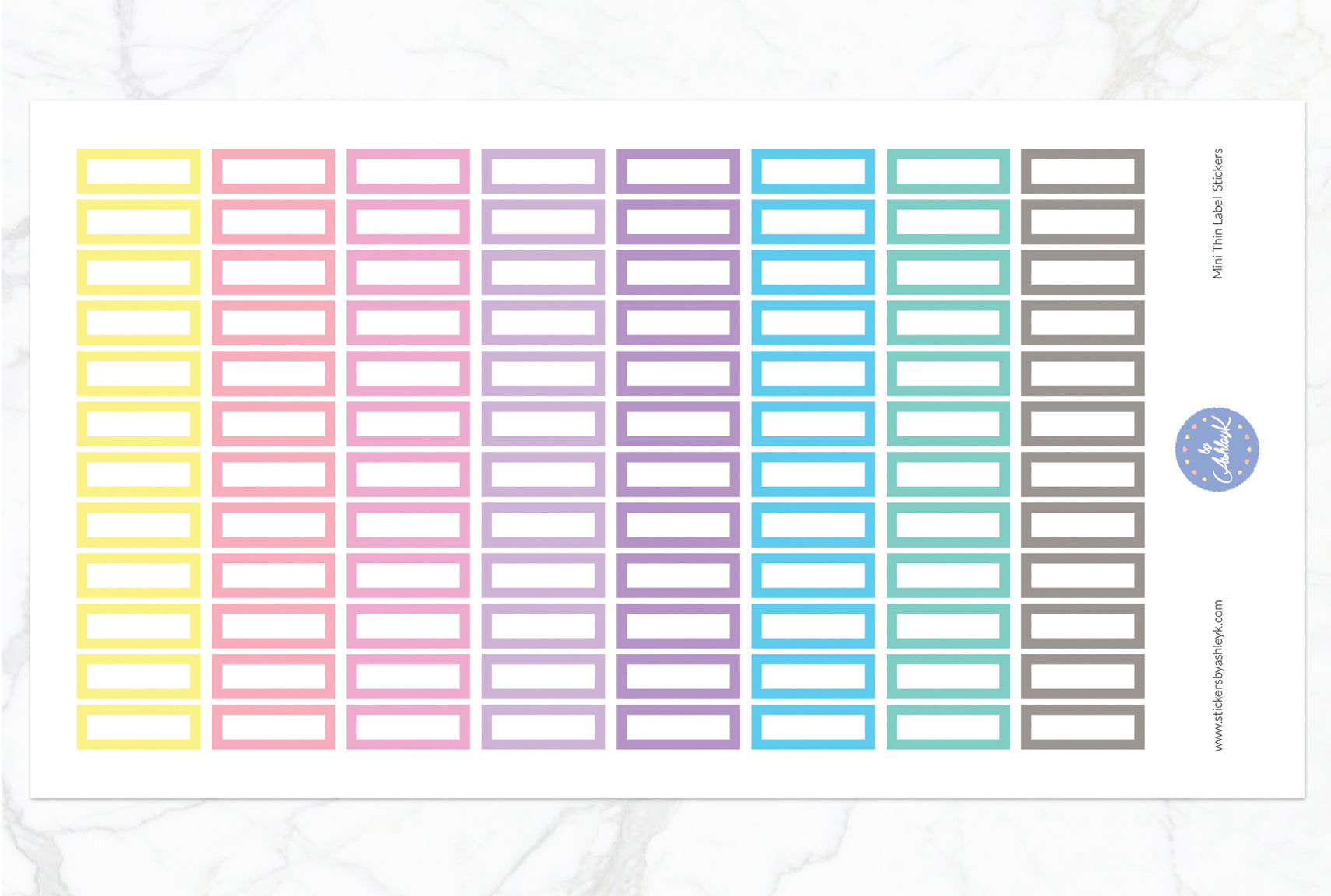 Mini Thin Label Stickers - Pastel